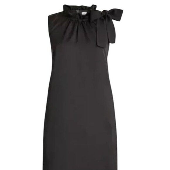 J.Crew Womens Black Satin Bow Neck  Shift Dress Size 8 - Picture 1 of 10